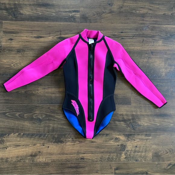 seaquest Other - Vintage Sea Quest Pink Barbie Bikini Cut Scuba Wetsuit size 9-10